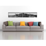 Extreme Panorama City and Mountains - Big Black and White Poster in Four Pieces