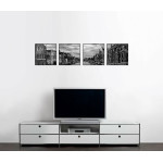 Stadsmotiv Holland - Stor svartvit panorama tavla i fyra delar