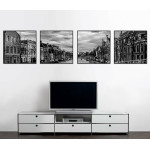 Stadsmotiv Holland - Stor svartvit panorama tavla i fyra delar