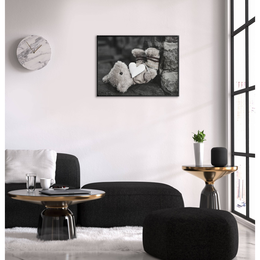 Nallebjörn & Hjärta - Svartvit Poster