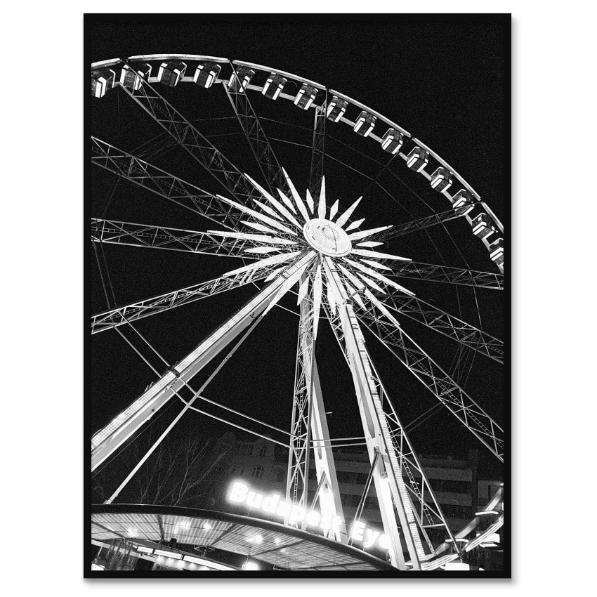 Ferris Wheel - Black and White Poster