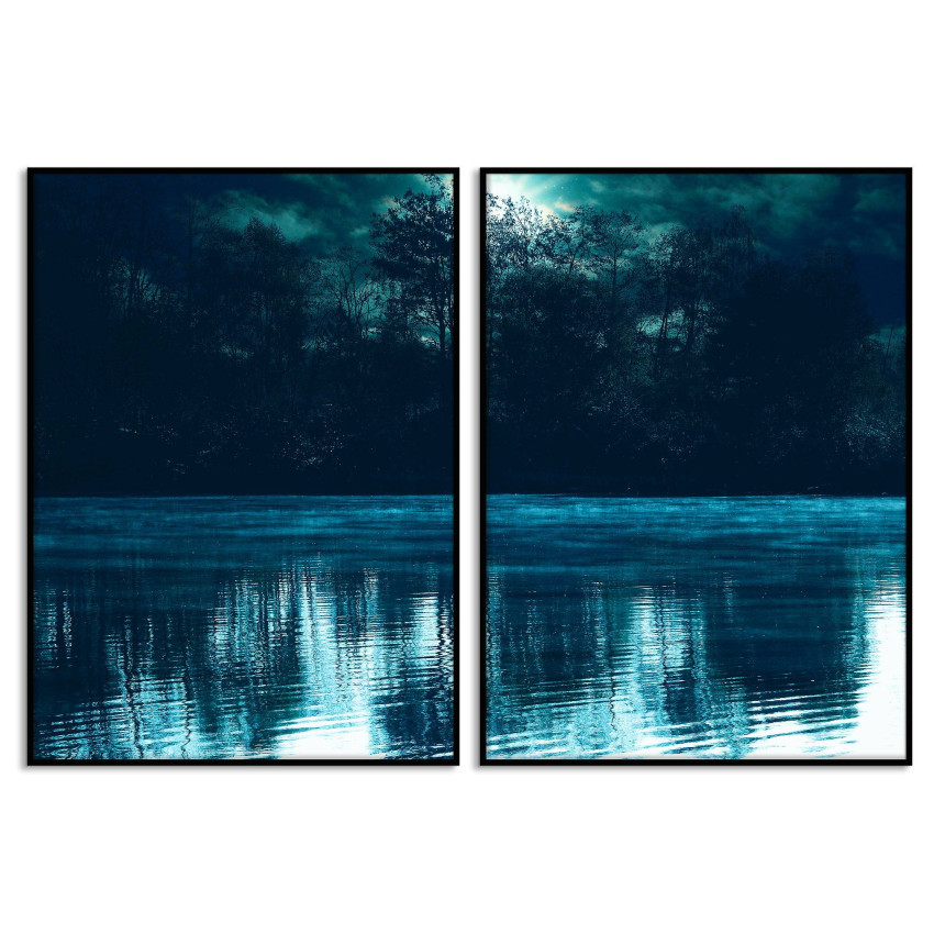 Dark Poster with Lake and Trees