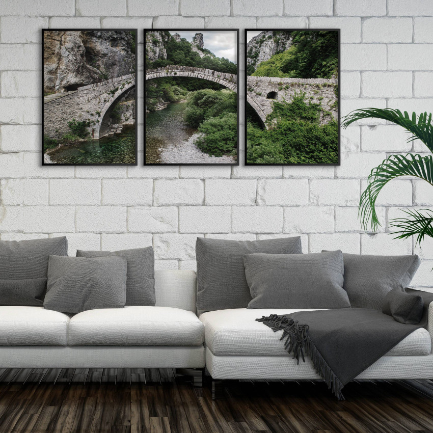 Vacker natur & stenbro - Poster i tre delar