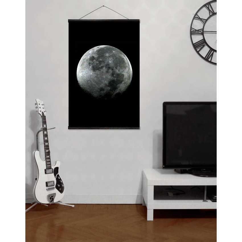 Månen med Svart Bakgrund - Svartvit Poster