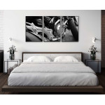 Abstrakt motorcykel - Svartvit tavla i tre delar