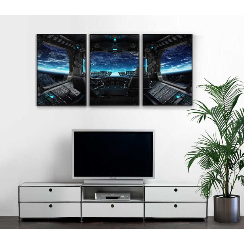 Rymdskepp cockpit - Cool tavla i tre delar