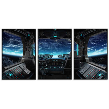 Rymdskepp cockpit - Cool tavla i tre delar