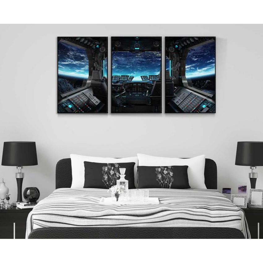 Rymdskepp cockpit - Cool tavla i tre delar
