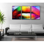 Abstrakta läppar - Uppdelad färgglad tavla