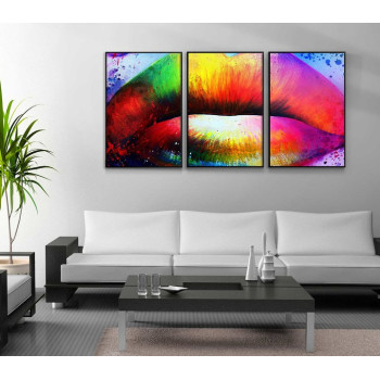 Abstrakta läppar - Uppdelad färgglad tavla