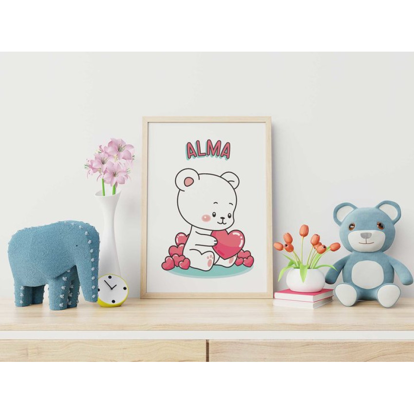 Teddybear personal kids name poster