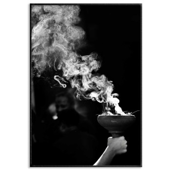 Fackla med rök - Svartvit & enkel poster