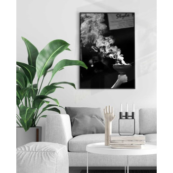 Fackla med rök - Svartvit & enkel poster