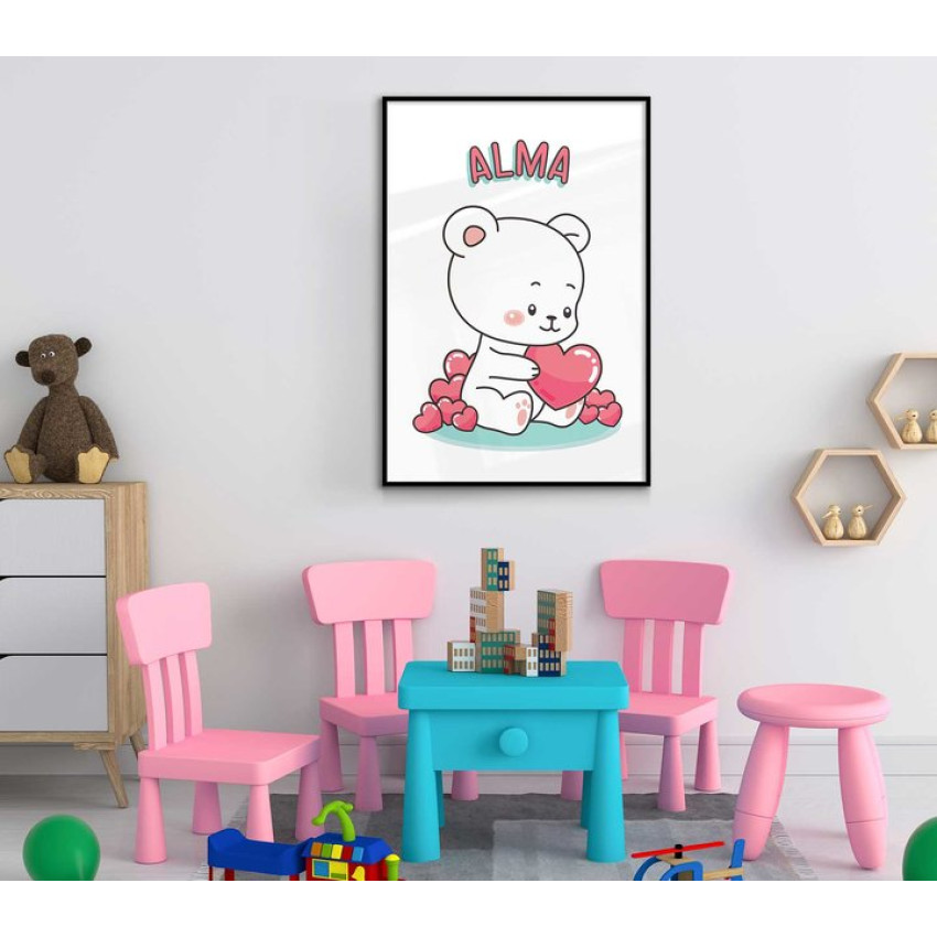 Teddybear personal kids name poster