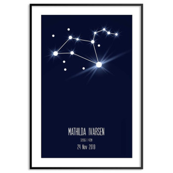 Lejonet poster - Personlig födelsetavla med stjärntecken