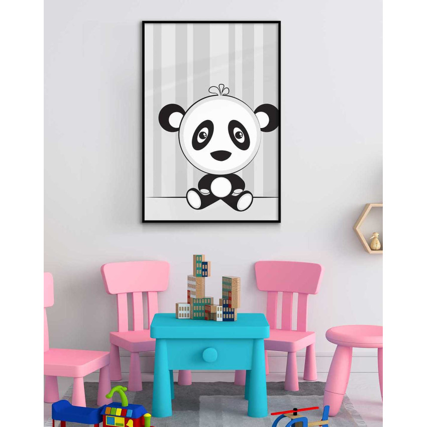 Panda björn - Trendig & svartvit barntavla