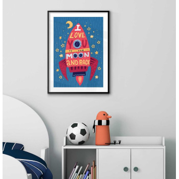Tecknad rymdraket - Barntavla med kärleksfull text
