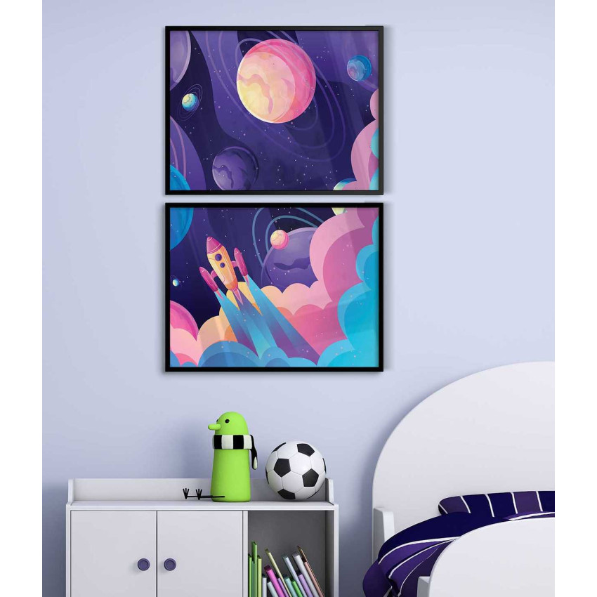 Space & spaceship - Kids room poster