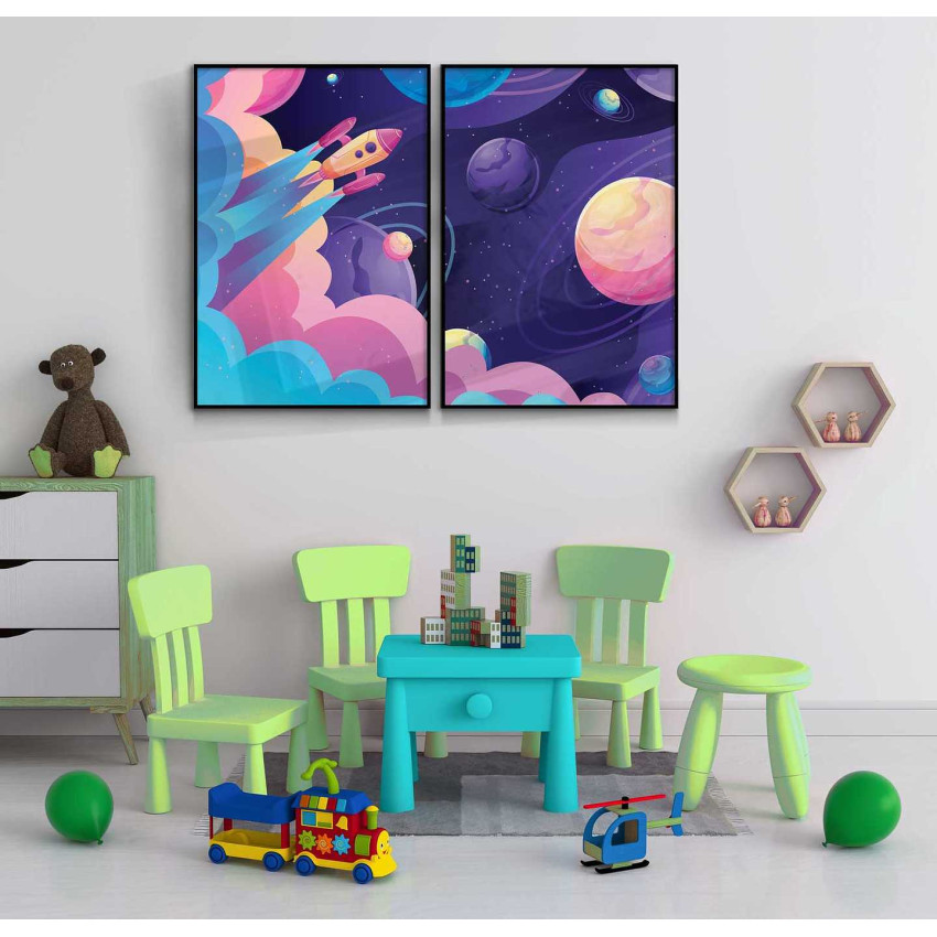 Space & spaceship - Kids room poster