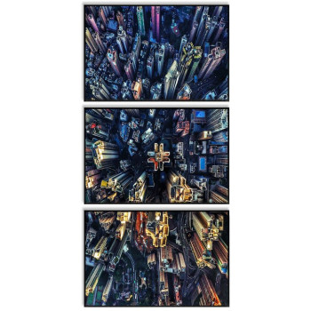 Abstrakt stad - Uppdelad tavla i tre delar