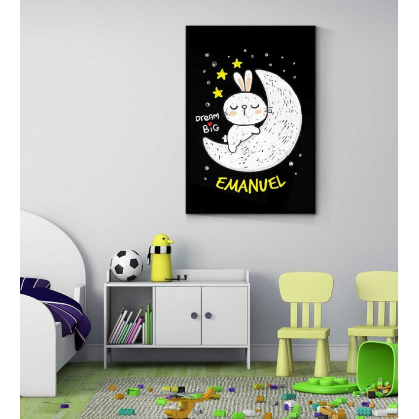 Rabbit on the moon - Kids personal poster