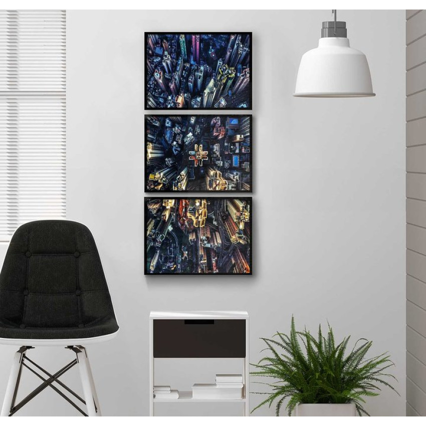 Abstrakt stad - Uppdelad tavla i tre delar