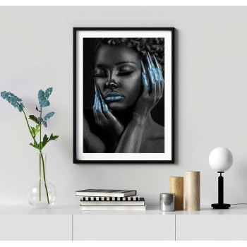 Fashion girl in teal - Abstract poster