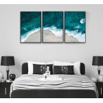 Abstrakt strand 50x70cm x 3 turkos uppdelade posters