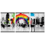 Abstract City with Rainbow - Poster in Three Pieces