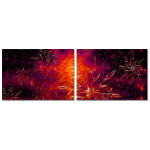 Abstrakt r&ouml;d konst - Poster i tv&aring; delar