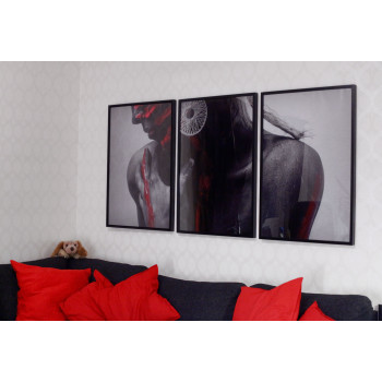 Abstract Painted Girl with Dreds - Big Poster in Three Pieces