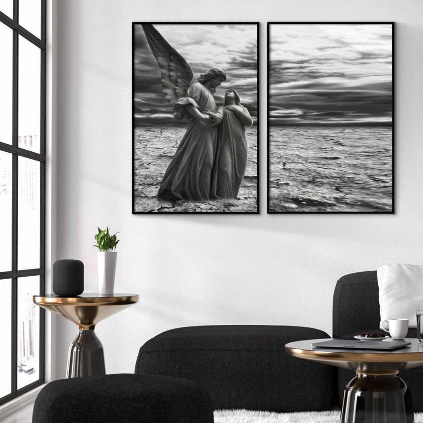 Änglar - Svartvit tavla i två delar