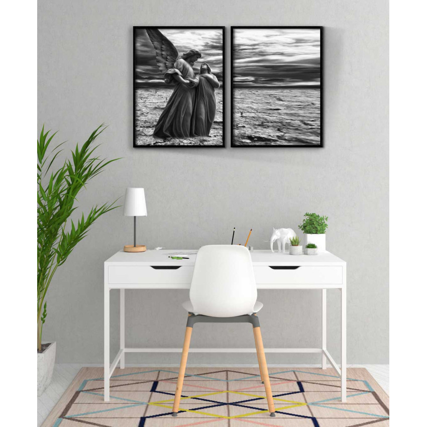 Änglar - Svartvit tavla i två delar