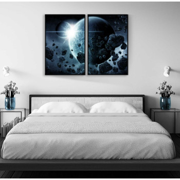 Asteroider & jorden - Uppdelad rymd tavla