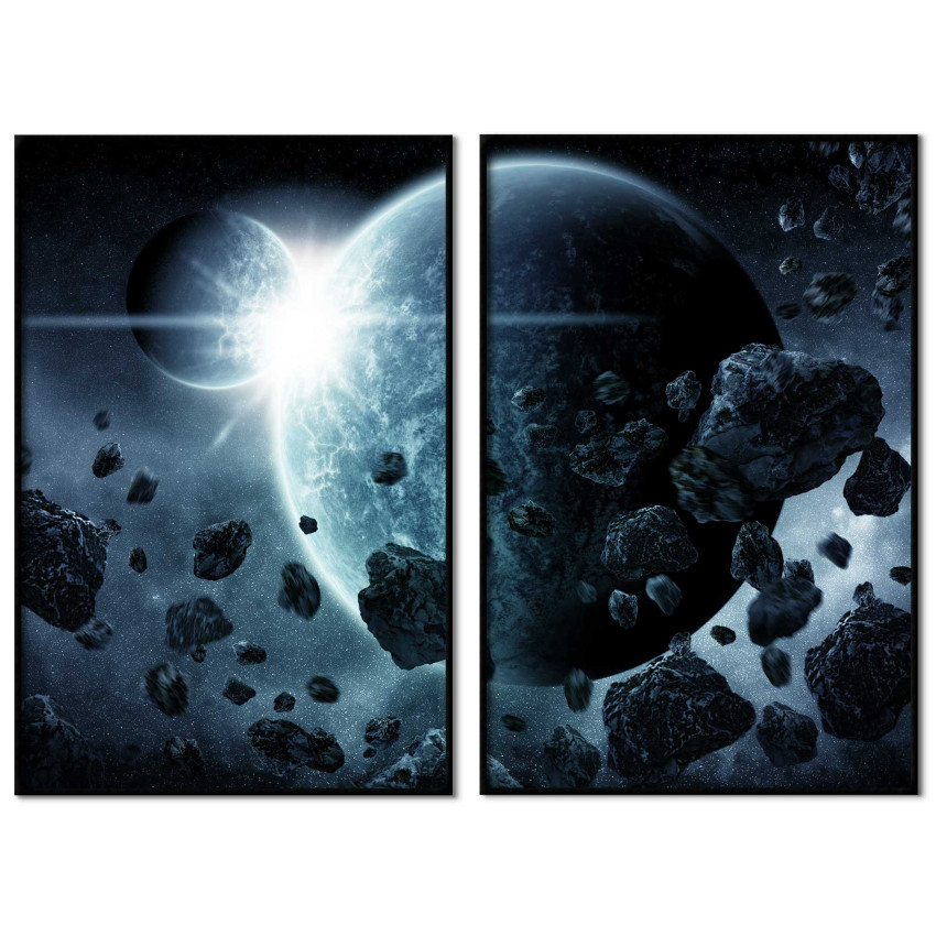 Astroids and earth - Poster in two pieces