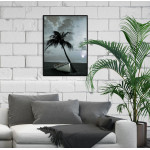 Poster med Vacker Strand,  Palm och Eka