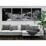 Vackra berg - Svartvit panorama tavla i fyra delar