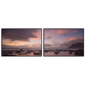 Tavla med vackert havsmotiv & solnedgång - Uppdelad tavla
