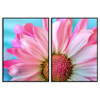 Vacker rosa blomma - Tavla i tv&aring; delar