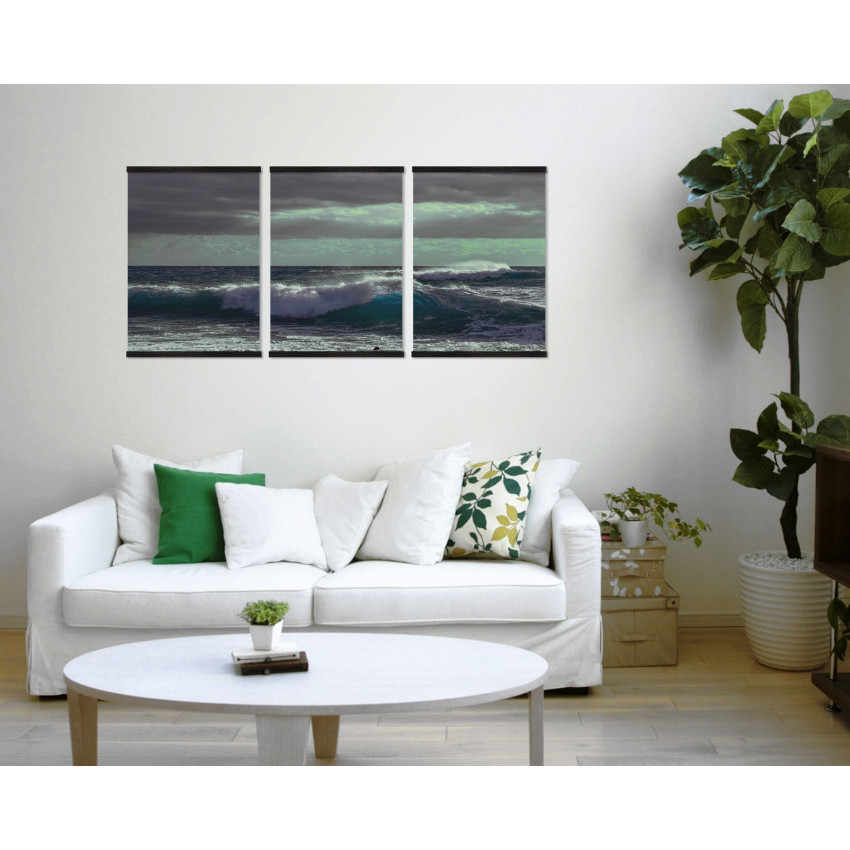 Havsmotiv med turkosa vågor - Tavla i tre delar