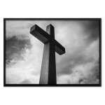 Big Cross on a Hill - Black and White Poster