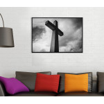 Big Cross on a Hill - Black and White Poster