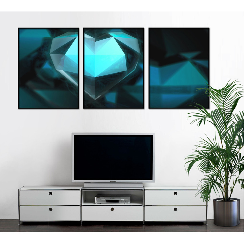 Big Three Piece Poster - Turquoise Diamond Heart