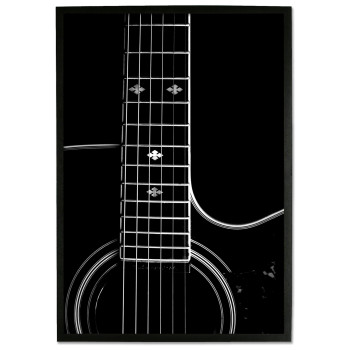 Svart Akustisk Gitarr - Svartvit Poster