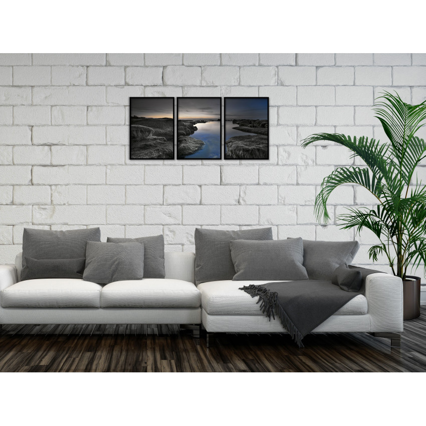 Black and White Blue Three Piece Poster - Beautiful Nature
