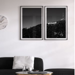 Snygg svartvit poster med Hollywoodskylten - Tavelset