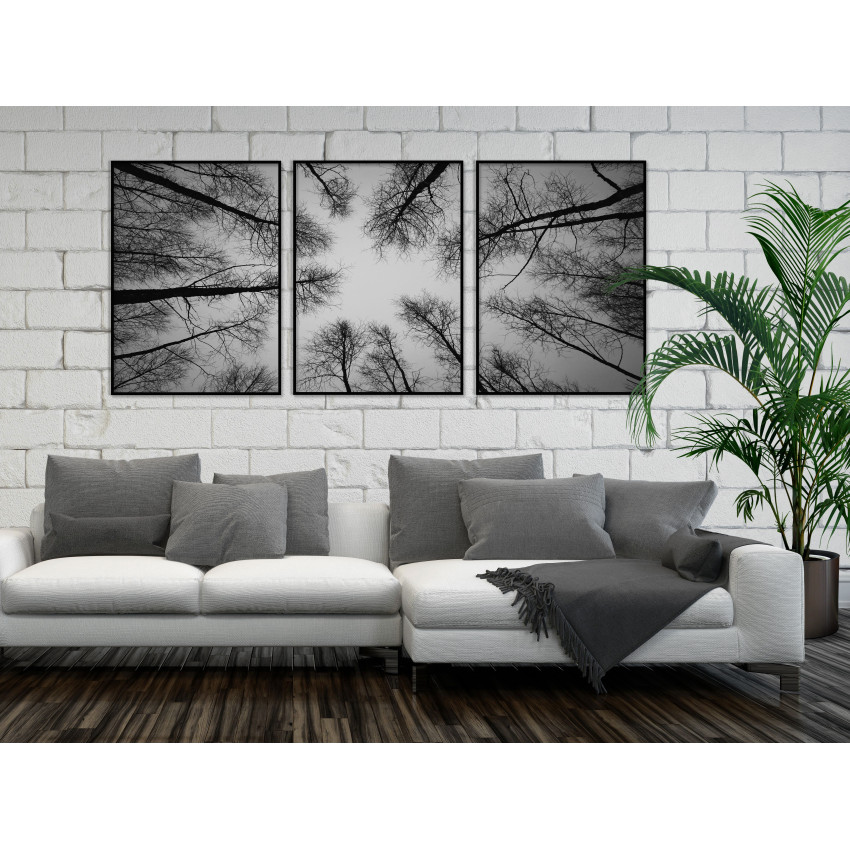 Black and White Poster with Tree - Three Pieces