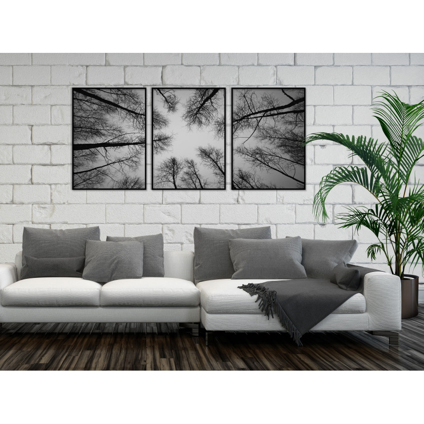 Black and White Poster with Tree - Three Pieces