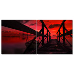 Brygga och B&aring;t - R&ouml;d Tavla i Tv&aring; delar