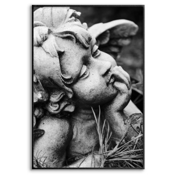 Barn Ängel Staty - Svartvit Poster